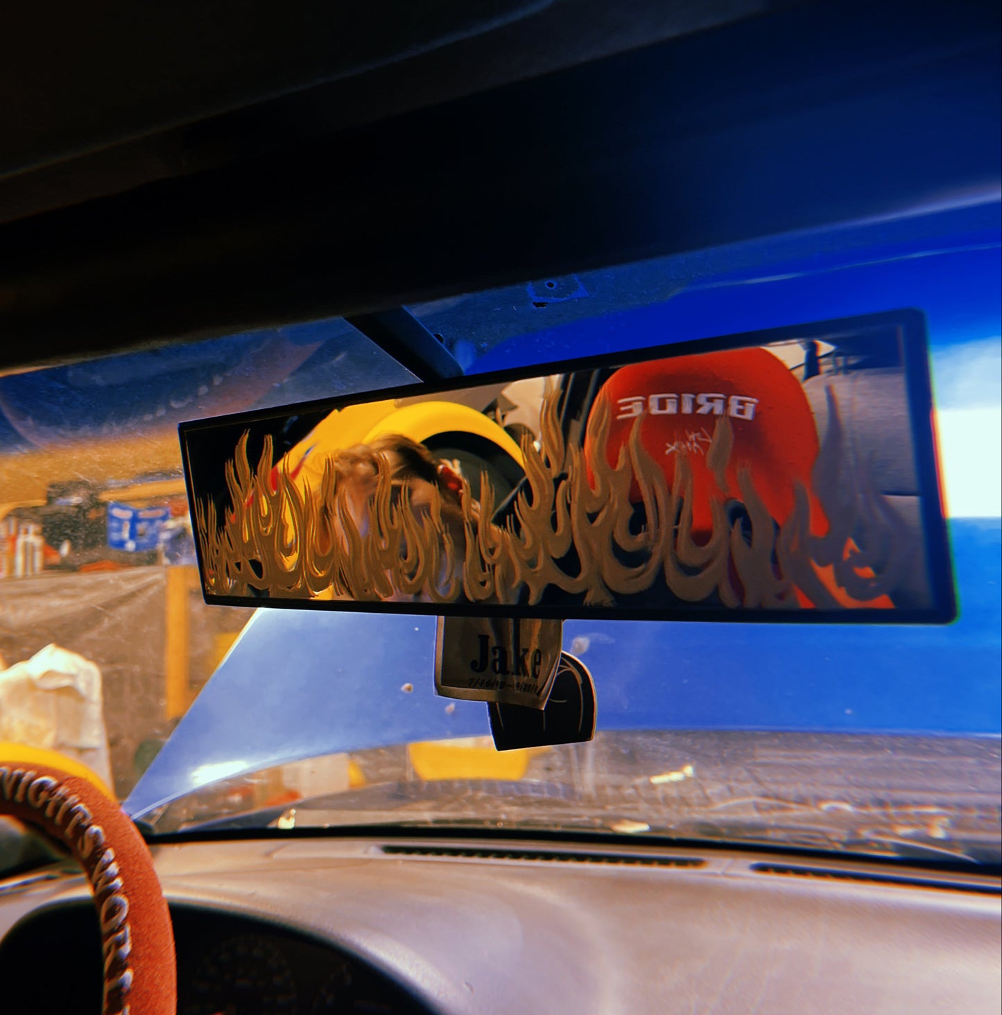 Flame Engraved Clip-On Mirror